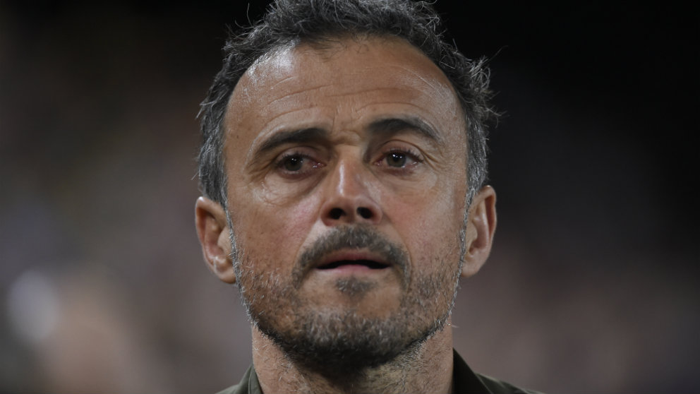 Luis Enrique durante el partido ante Noruega (AFP)