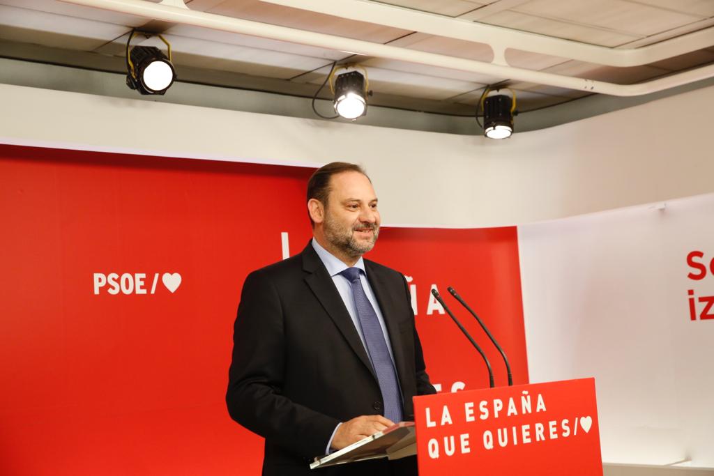 El secretario de Organización del PSOE, José Luís Ábalos, este lunes en Ferraz
