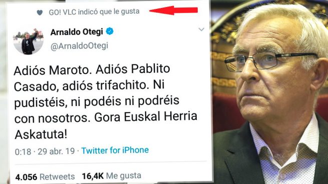 Una cuenta del ayuntamiento de Valencia da a ‘me gusta’ al tuit en el que Otegi se burló de Casado