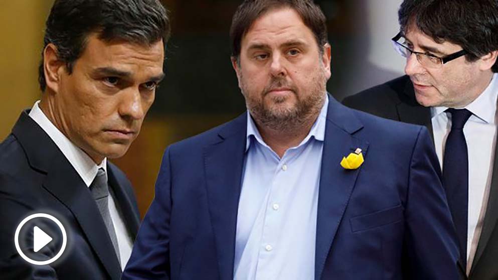 Pedro Sánchez, Oriol Junqueras y Carles Puigdemont