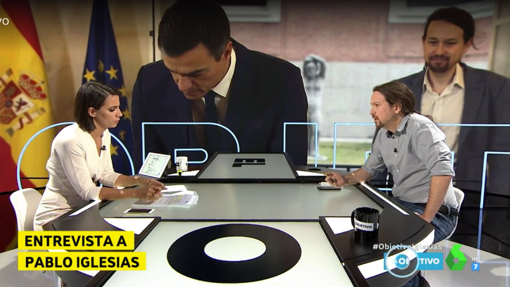Pablo Iglesias ante la periodista Ana Pastor, en el programa El Objetivo de La Sexta.