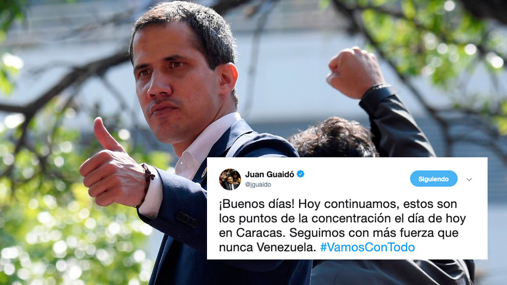 Juan Guaidó, el presidente encargado de Venezuela, llama a la movilización de los ciudadanos este primero de mayo con la ‘Operación Libertad’. Foto: AFP