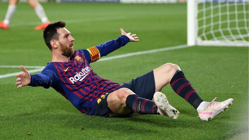 Lionel Messi celebra su gol al Liverpool. (Getty)