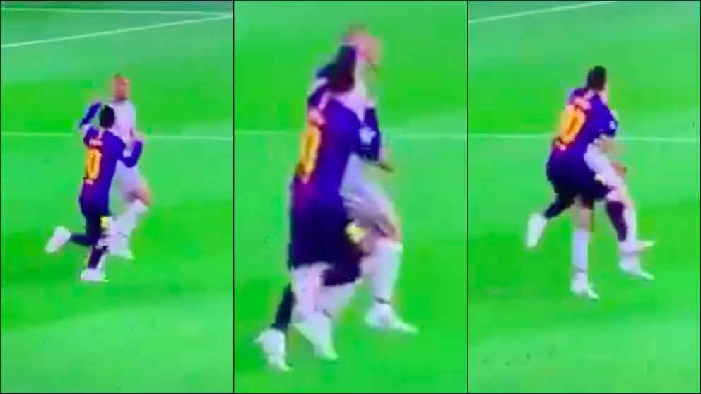El momento en el que Messi lanza un puñetazo a Fabinho.