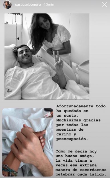 Sara Carbonero envía un emotivo mensaje junto a Casillas en el hospital