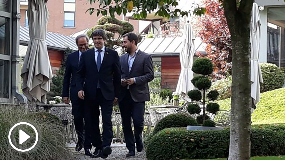 Carles Puigdemont, Quim Torra y Toni Comín. Foto: Europa Press