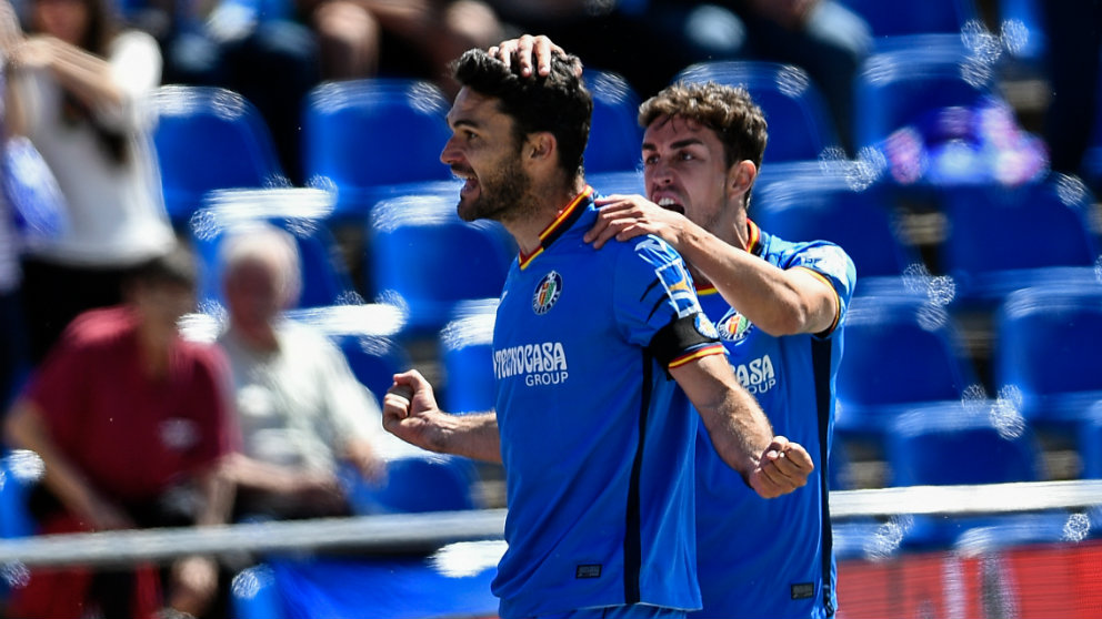 Jorge Molina celebra un gol con el Getafe (AFP)