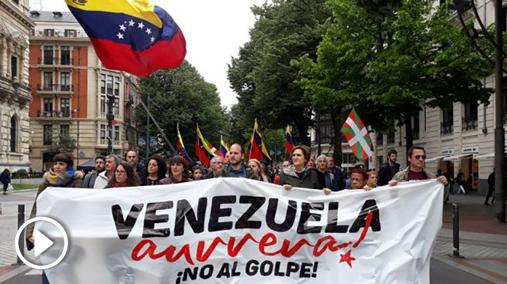 Manifestación pro-Maduro convocada en Bilbao por Podemos y EH Bildu.
