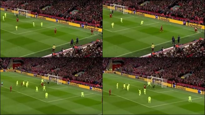 Así fue el esperpento del Barça en el gol de la remontada del Liverpool