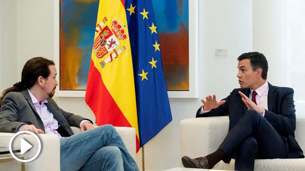 Pedro Sánchez con Pablo Iglesias, en La Moncloa.