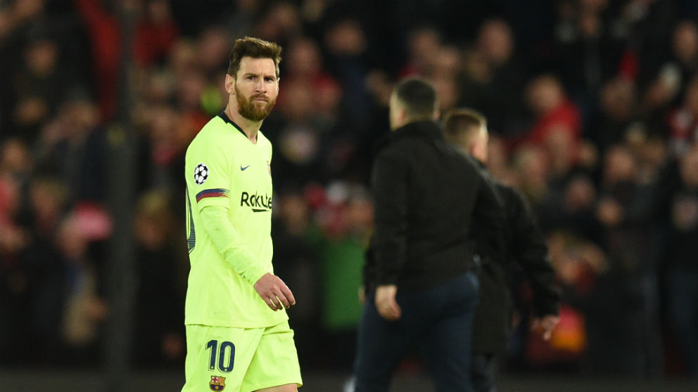 Messi, tras ser eliminado en Liverpool. (AFP)