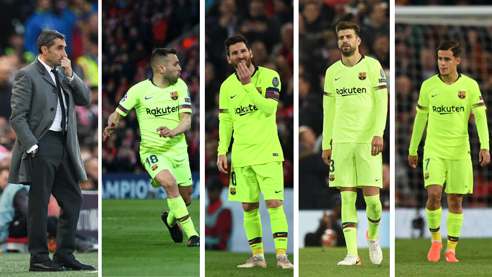 Valverde,-Alba,-Messi,-Piqué-y-Coutinho-durante-el-partido-ante-el-LIverpool-(Getty-y-AFP)