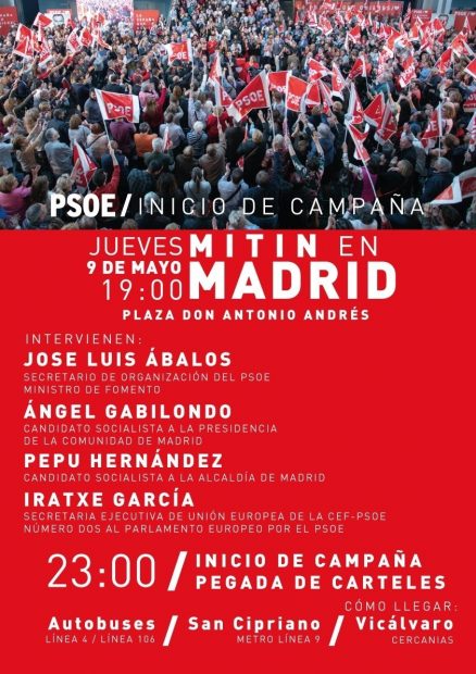 Cartel del arranque de campaña socialista en Madrid para las elecciones municipales 2019. 