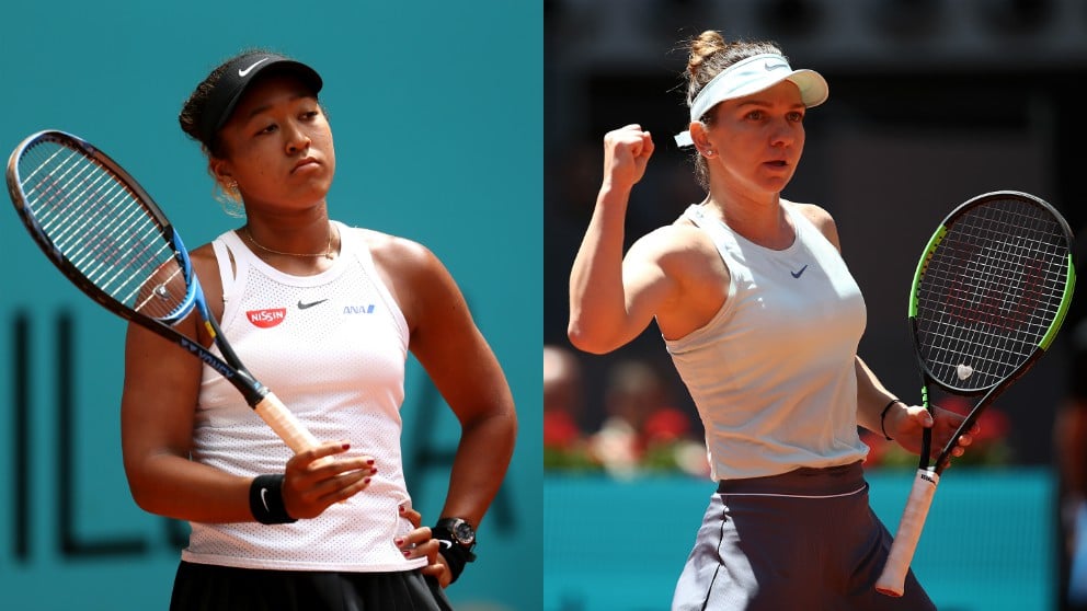 Naomi Osaka y Simona Halep. (Getty)