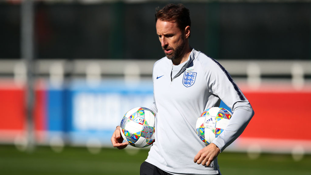 Southgate, durante un entrenamiento con Inglaterra. (Getty)