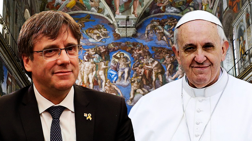 El ex presidente de la Generalitat Carles Puigdemont y el Papa Francisco.