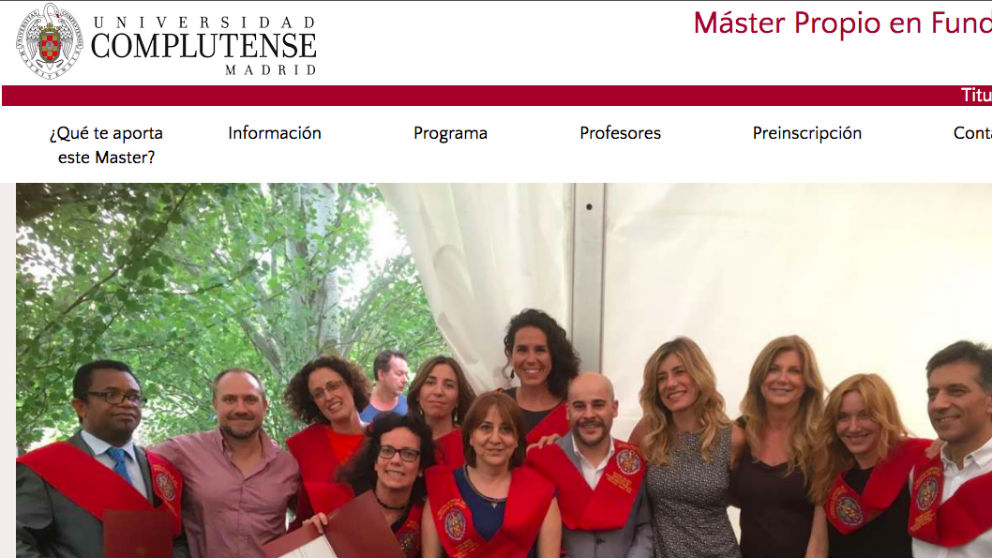 Web de la Complutense con la imagen de Begoña Gómez, esposa del presidente del Gobierno.