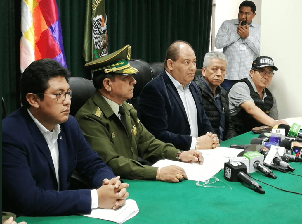 Rueda de prensa de la Policía de Bolivia. @ Twitter