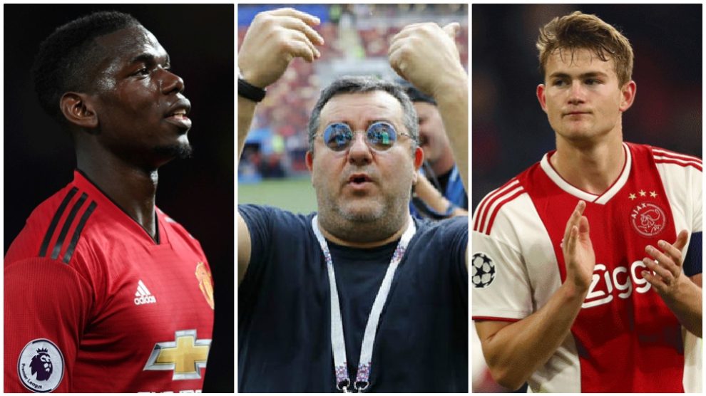 Paul Pogba, Mino Raiola y Matthijs De Ligt, en problemas. (AFP/Getty)