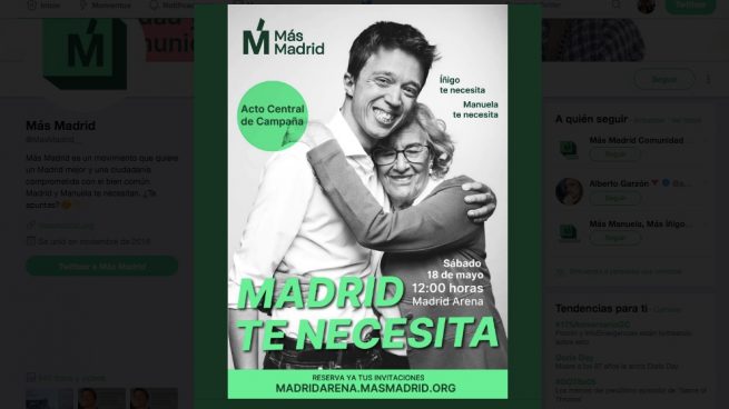 Cartel del mitin de Carmena y Errejón en el Madrid Arena.