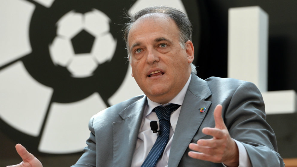 El presidente de LaLiga, Javier Tebas. (AFP)