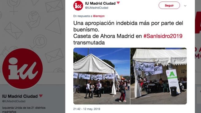 La caseta de Ahora Madrid convertida en la de Más Madrid.