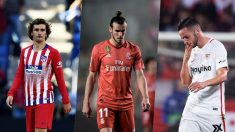 Antoine Griezmann, Gareth Bale y Pablo Sarabia.