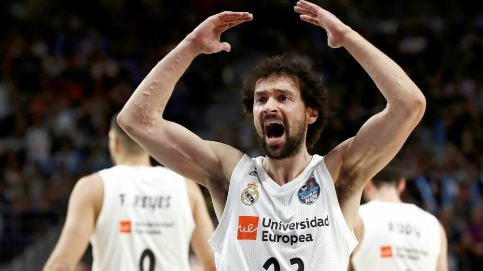 Sergio Llull durante un partido con el Real Madrid.