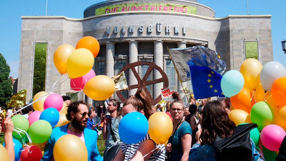 Una de las manifestaciones convocadas en varias ciudades de Alemania en contra de los nacionalismos y a favor de la unidad europea. Foto: EP