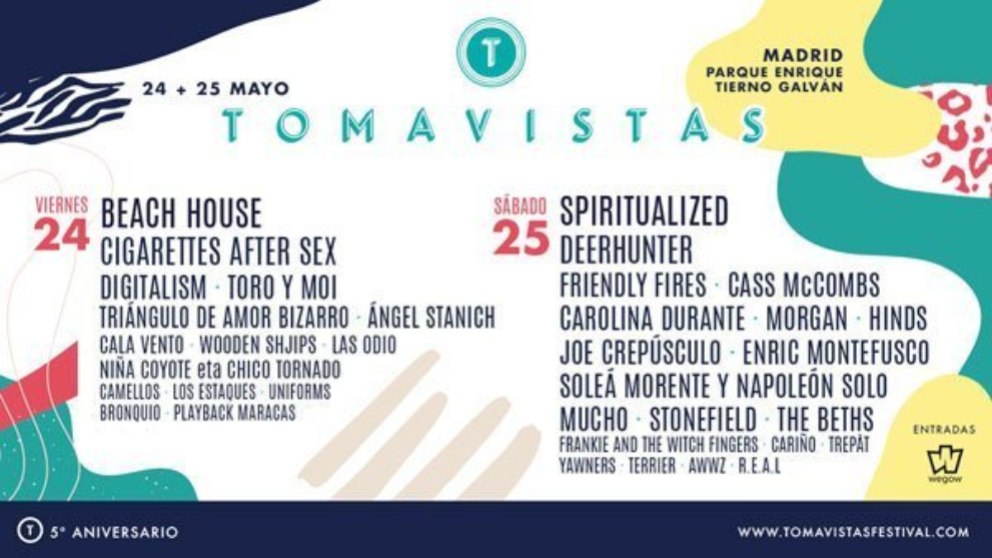 Cartel de conciertos del 24 y 25 de mayo en Madrid del Tomavistas 2019