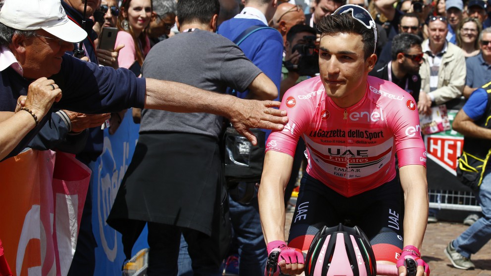 Valerio Conti, líder del Giro de Italia. (AFP)