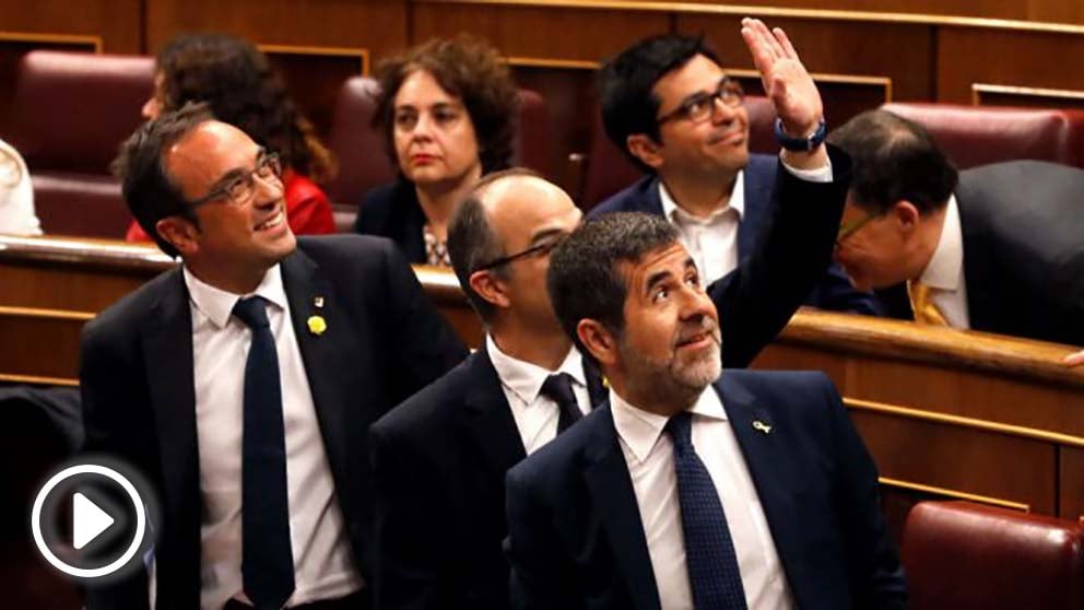 José Rull, Jordi Turull y Jordi Sánchez en el Congreso