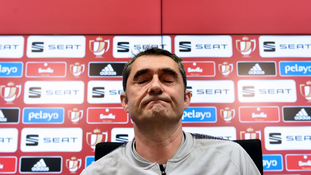 Ernesto Valverde, en rueda de prensa. (AFP)