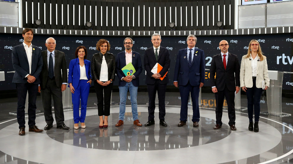 Los candidatos a las elecciones europeas en el debate organizado por RTVE.