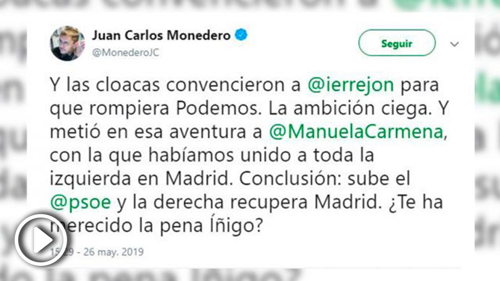 Juan Carlos Monedero en Twitter