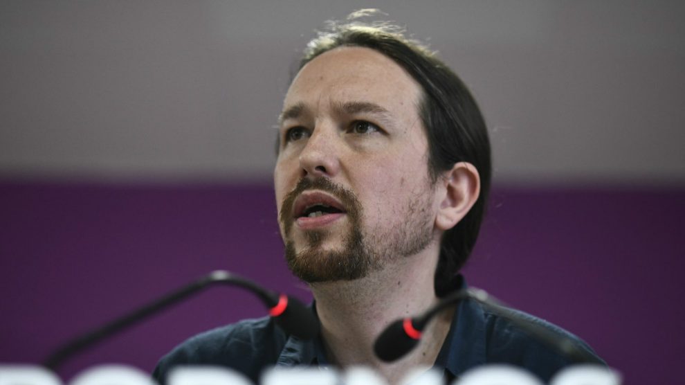 Pablo Iglesias, en su comparecencia de esta mañana (EP).