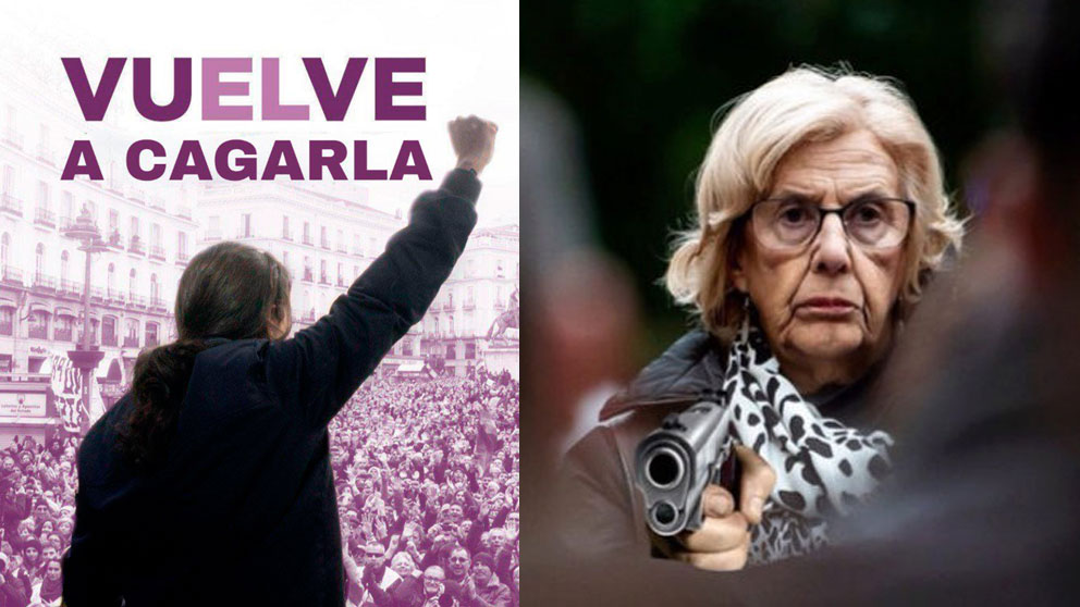 Dos de los mejores memes dedicados a Pablo Iglesias y Manuela Carmena sobre su resultado en las elecciones autonómicas y municipales 2019.