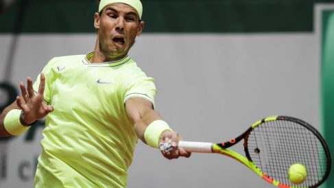 Rafa Nadal durante su debut en Roland Garros. (AFP)