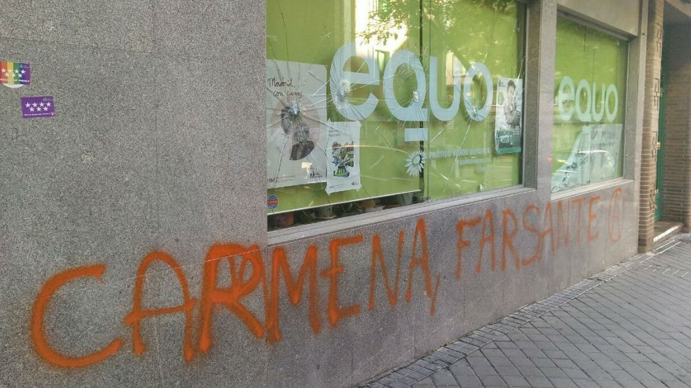 Vandalismo en la sede de Equo de Madrid