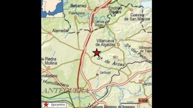 Un terremoto de magnitud 3,5 sacude Villanueva de Algaidas (Málaga) esta madrugada