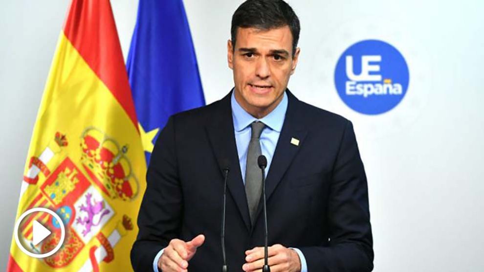 Pedro Sánchez, este domingo, desde Bruselas