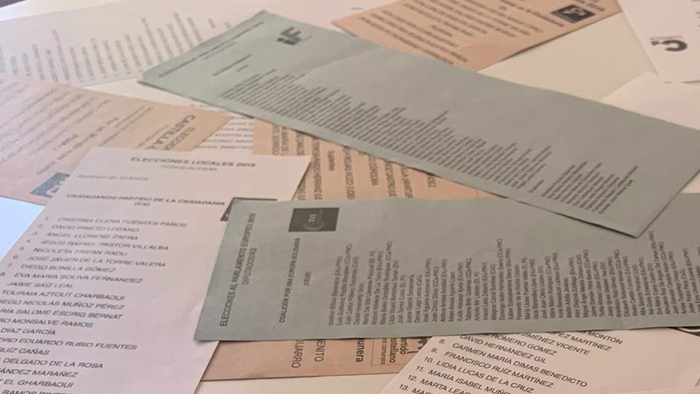 Papeletas de voto de las elecciones del 26-M
