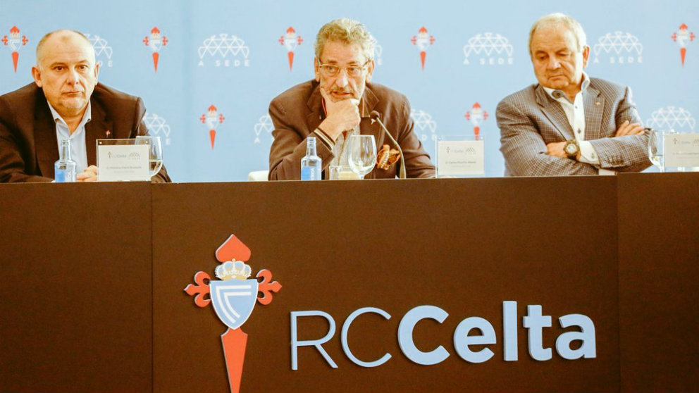 Carlos Mouriño, presidente del Celta de Vigo, ante los medios de comunicación (@RCCelta)