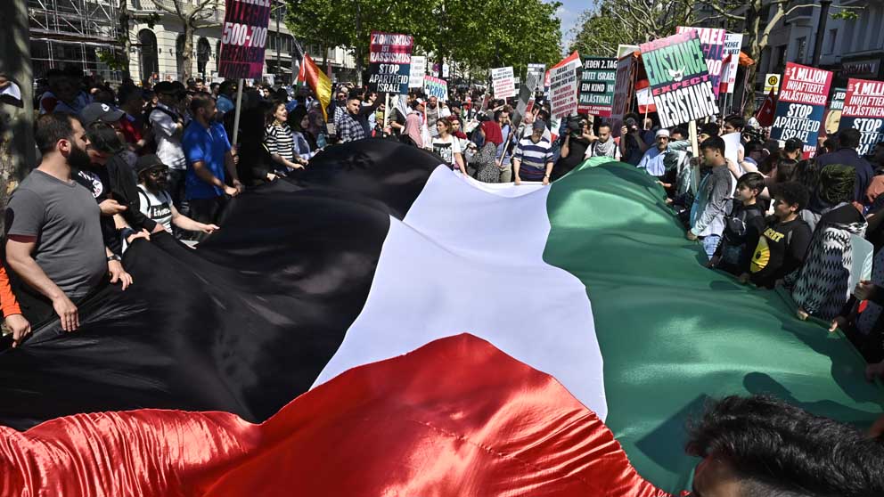Manifestación anti israelí en Berlín. Foto: AFP