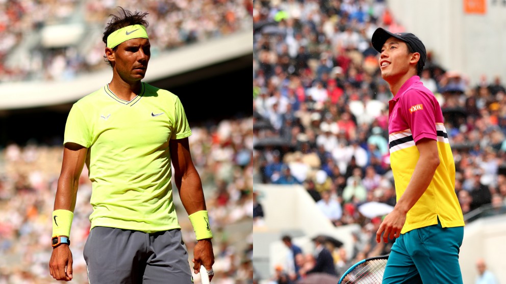 Rafael Nadal y Kei Nishikori. (Getty)
