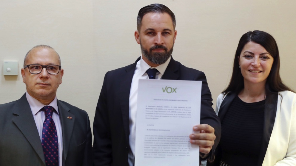 Santiago Abascal presentando una iniciativa en el Congreso. (Foto. EFE)