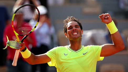 Nadal celebra una victoria en Roland Garros. (Getty)