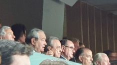Florentino Pérez, en el palco del Palacio de los Deportes.