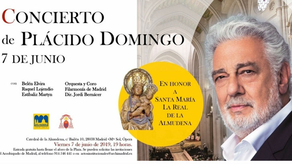 Cartel del concierto de Plácido Domingo en la Catedral de la Almudena.