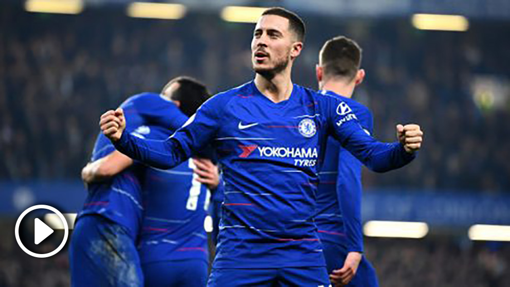 Eden Hazard celebra un gol con el Chelsea. (Getty)